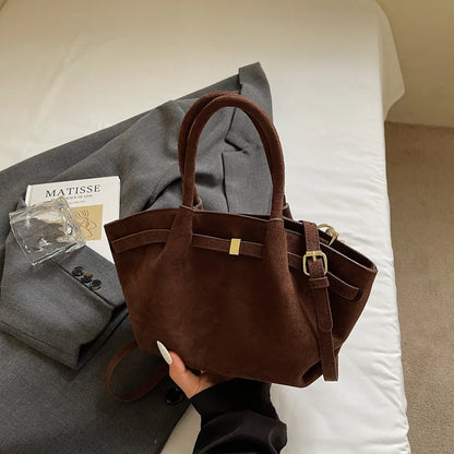 Sac à main velours effet suède rouge foncé grande capacité – Café