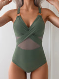 Maillot de Bain 1 Pièce Effet Croisé et Gainant