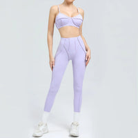 Ensemble Tenue Sport Fitness Pilates Côtelé Femme