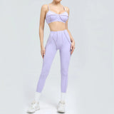Ensemble Tenue Sport Fitness Pilates Côtelé Femme