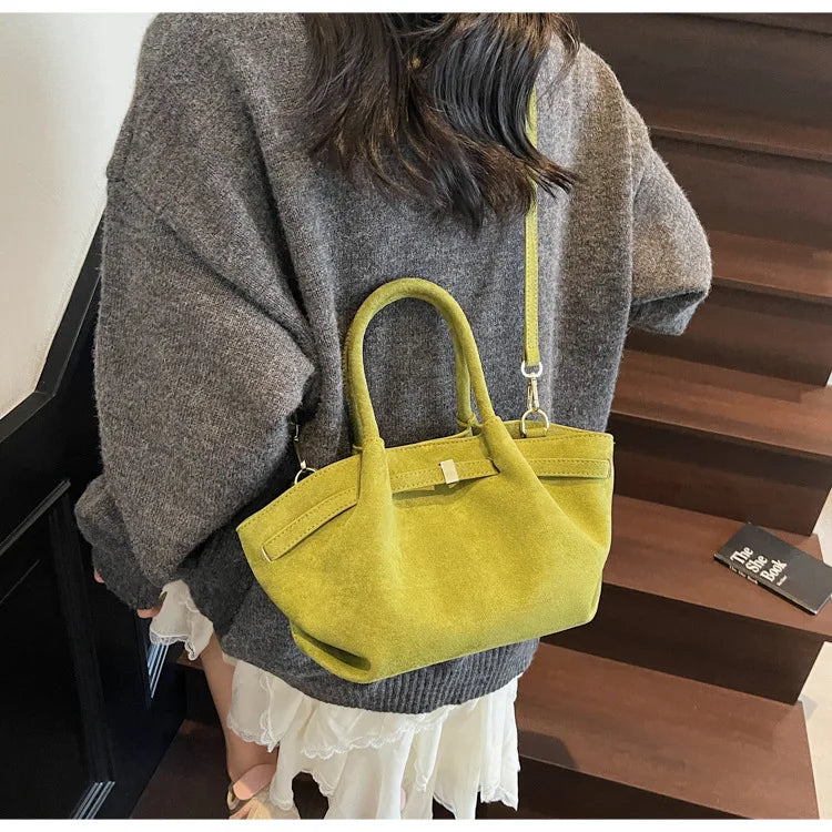 Sac à main velours effet suède rouge foncé grande capacité 3