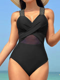 Maillot de Bain 1 Pièce Effet Croisé et Gainant