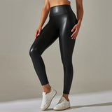 Legging simili cuir taille haute femme stretch