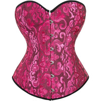 Corset Vert Vintage en tissu jacquard, design élégant et cintré avec attache devant et laçage arrière.