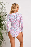 Maillot de Bain 1 Pièce Fermeture Éclair Devant Manches Longues Femme