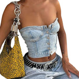 Top Crop Bustier Denim