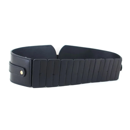 Ceinture Corset Cuir Femme noire avec design segmente et fermoir elegant, style ergonomique moderne pour la taille