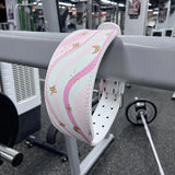 Pink and White Women's Weightlifting Belt