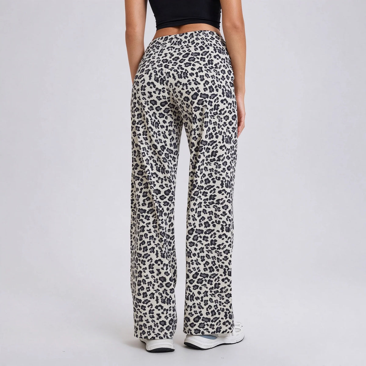 Pantalon imprimé léopard taille haute femme large 5
