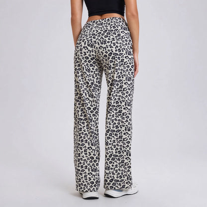 Pantalon imprimé léopard taille haute femme large 5