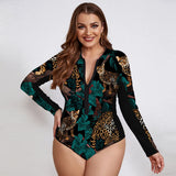 Maillot de Bain Grande Taille Une Pièce Manches Longues Zippé