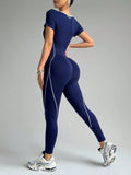 Combinaison Legging de Sport à Coutures Blanches Gainante