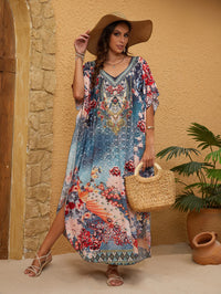 Caftan de Plage Bleu et Rouge