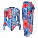 Ensemble Maillot de Bain Manches Longues Zippé et Paréo