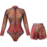 Ensemble 2 Pièces Maillot de Bain Manches Longues Protection UV Complète