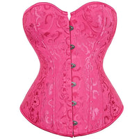 Corset Vert Vintage fuchsia avec design floral et attache à crochet à l’avant pour un maintien élégant et confortable.