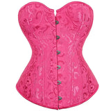 Corset Vert Vintage fuchsia avec design floral et attache à crochet à l’avant pour un maintien élégant et confortable.
