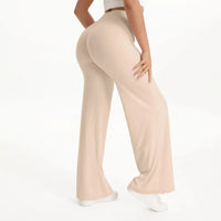 Pantalon yoga femme taille moyenne jambe droite bleu – Abricot Laiteux