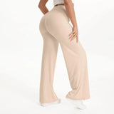Pantalon yoga femme taille moyenne jambe droite bleu – Abricot Laiteux