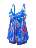 Tankini Maillot de Bain Jupette Short Bleu Tropical