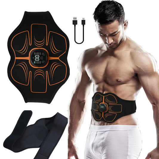 Ceinture Stimulation Abdo pour tonification musculaire et perte de poids avec modes programmables et recharge USB.
