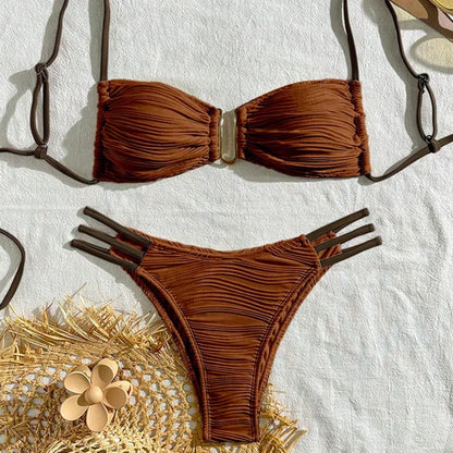 Bikini Texturé Effet Plissé