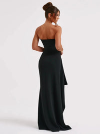 Black Strapless Long Evening Dress with Slit 