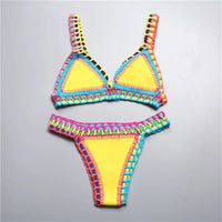 Bikini Triangle Crochet Bordure Colorée Bohème