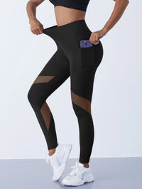 Legging Gainant Sport Taille Haute avec Poches et Empiècements Mesh