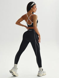 Ensemble Legging Noir avec Liserés Blancs