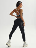 Ensemble Legging Noir avec Liserés Blancs