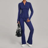 Ensemble Tenue Sport Fitness Pilates Côtelé Femme