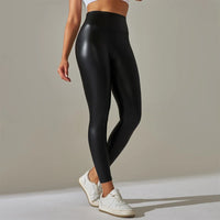 Legging simili cuir taille haute femme stretch 6