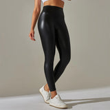 Legging simili cuir taille haute femme stretch 6