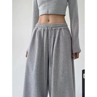 Pantalon jogging large femme taille haute gris 3