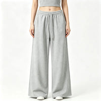 Pantalon jogging large femme taille haute gris – Gris