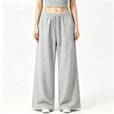 Pantalon jogging large femme taille haute gris – Gris