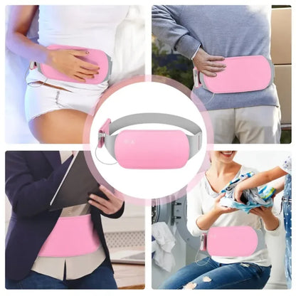 Ceinture pour les Regles rose avec fonction chauffante et massage, conçue pour soulager les douleurs menstruelles efficacement.