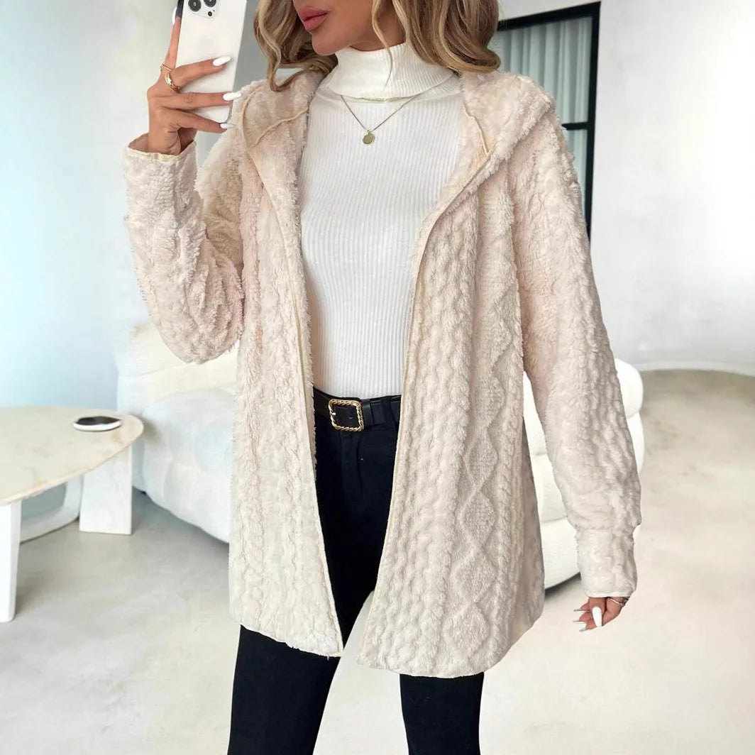 Cardigan long femme velours doublé automne hiver 3