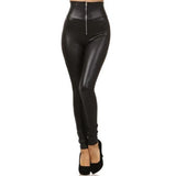 Faux Leather Leggings with Zipper 