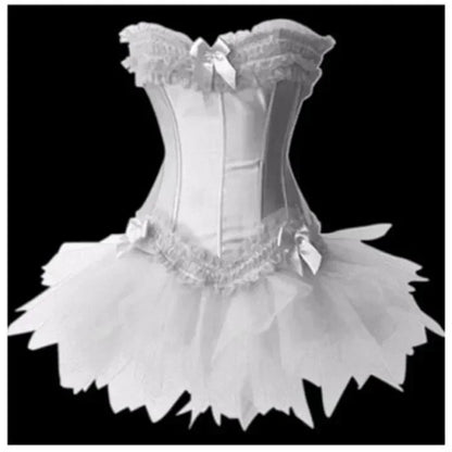 Corset et Jupe blanc avec dentelle et jupe tutu, élégance et confort pour sublimer votre silhouette.