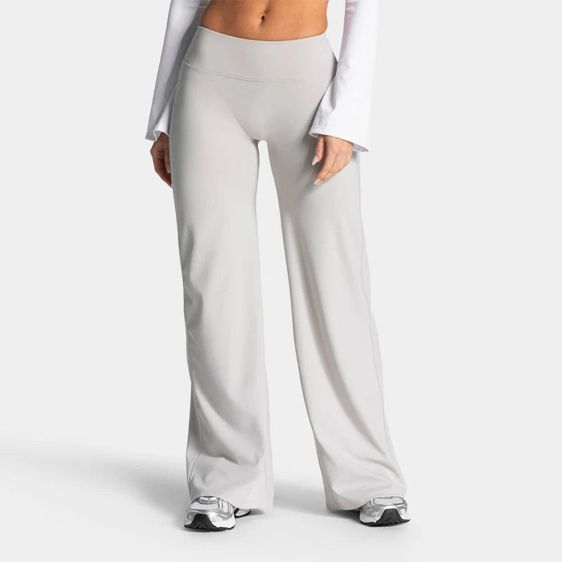 Pantalon large femme taille haute push up blanc 3