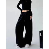 Pantalon jogging large femme taille haute gris 2