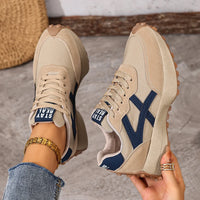 Sneakers femme plateforme sport lacets colorés – Kaki 2600-1