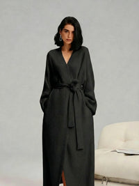 Robe de chambre polaire femme double face longue – Noir