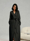 Robe de chambre polaire femme double face longue – Noir