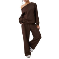 Ensemble femme sweat épaule dénudée et pantalon ample 5