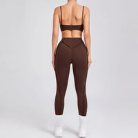 Ensemble Tenue Sport Fitness Pilates Côtelé Femme