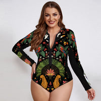 Maillot de Bain Grande Taille Une Pièce Manches Longues Zippé