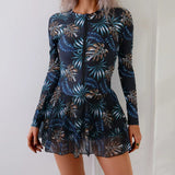 Robe de Bain Manches Longues Zippée avec Jupette Intégrée